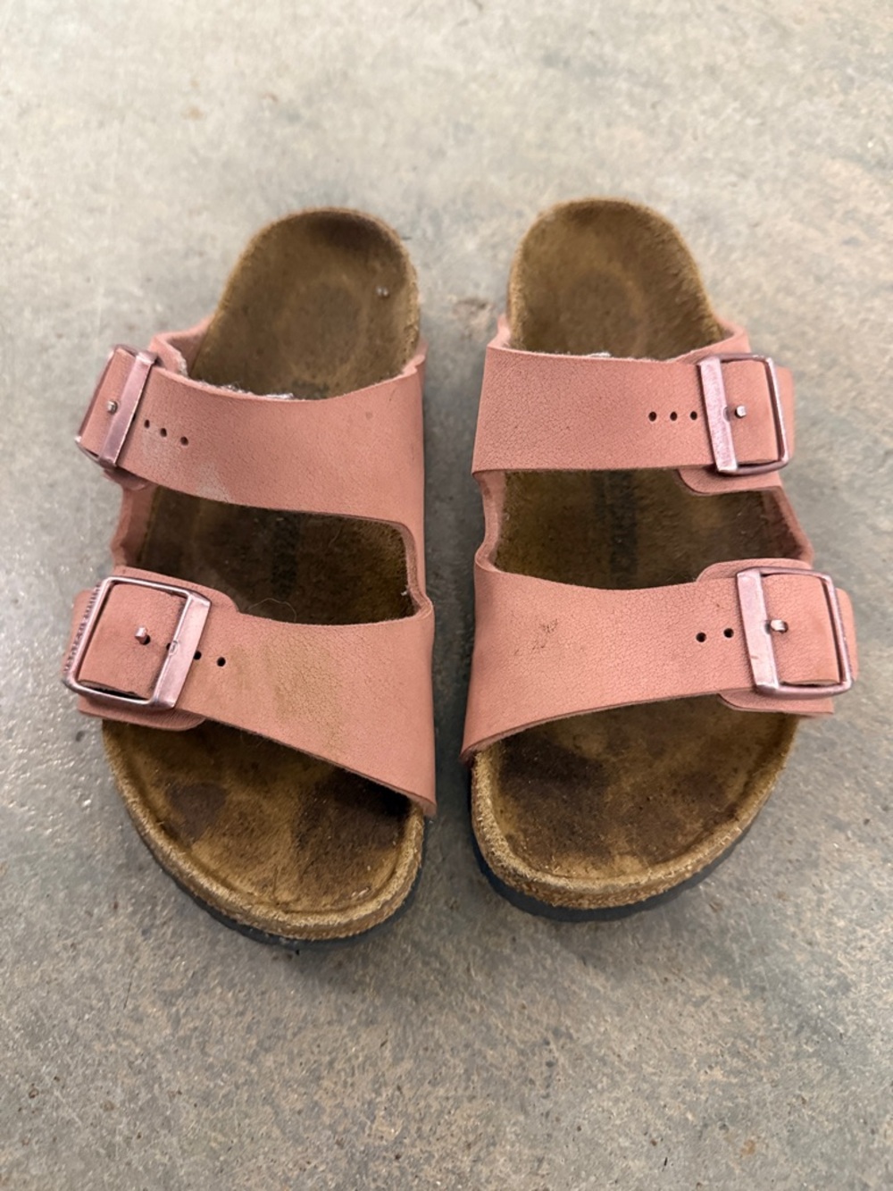 Kids Double-Buckle Slide Sandals in Dusty Pink